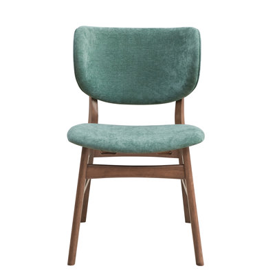 2Pcs Blue Mid-Century Modern Side Chairs - , Water Cushion Of 2 Walnut Finish Water, Scratch, Oil , Modern, Comfortable Foam Cushions, Dining Room