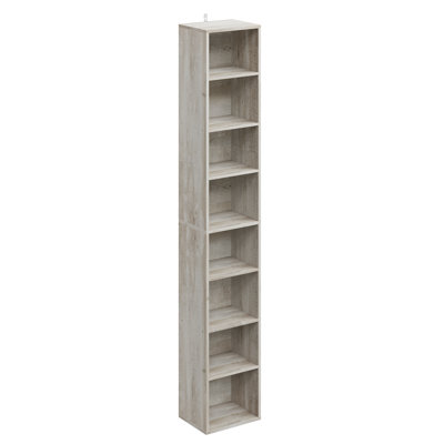 Bibliothèque étroite à 8 couches de conception étroite avec tablettes réglables ouvertes et porte-cubes