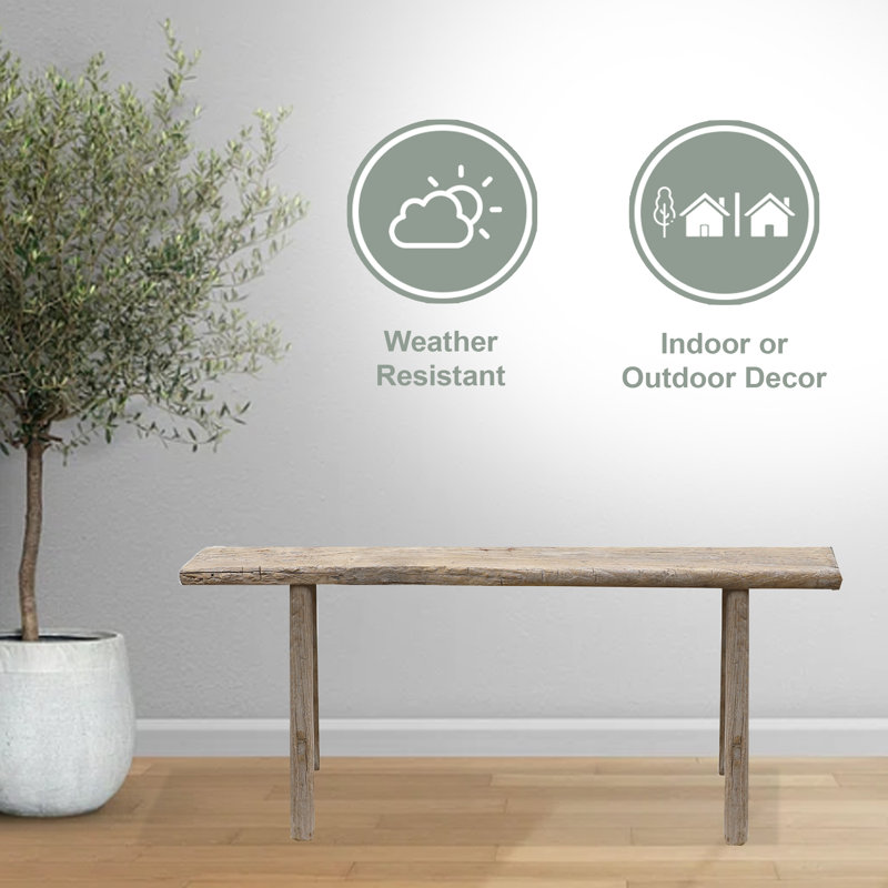 Lily's Living Vintage Noodle Bench, Weathered Natural Wood Finish , 20" H x 50" W x 5.5" D