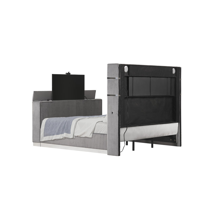 Ensemble de chambre à coucher 4 pièces Limann, Gris/argent, Queen