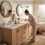 Meuble-lavabo double 59 po avec plateau en résine SMC et tiroirs divisés 59 po