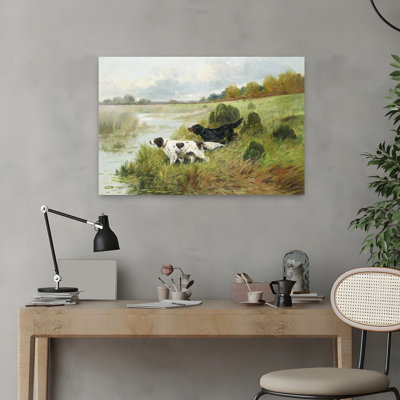 Art contemporain, paysage contemporain abstrait avec chien