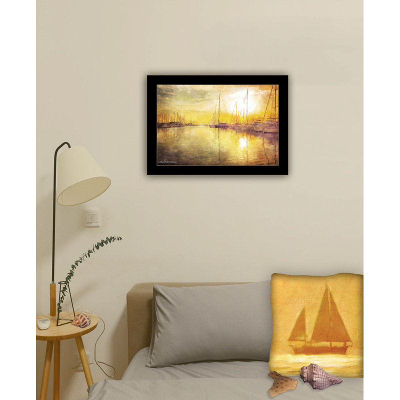Art mural encadré jaune pour bateaux, décor de la maison par Bluebird Barn