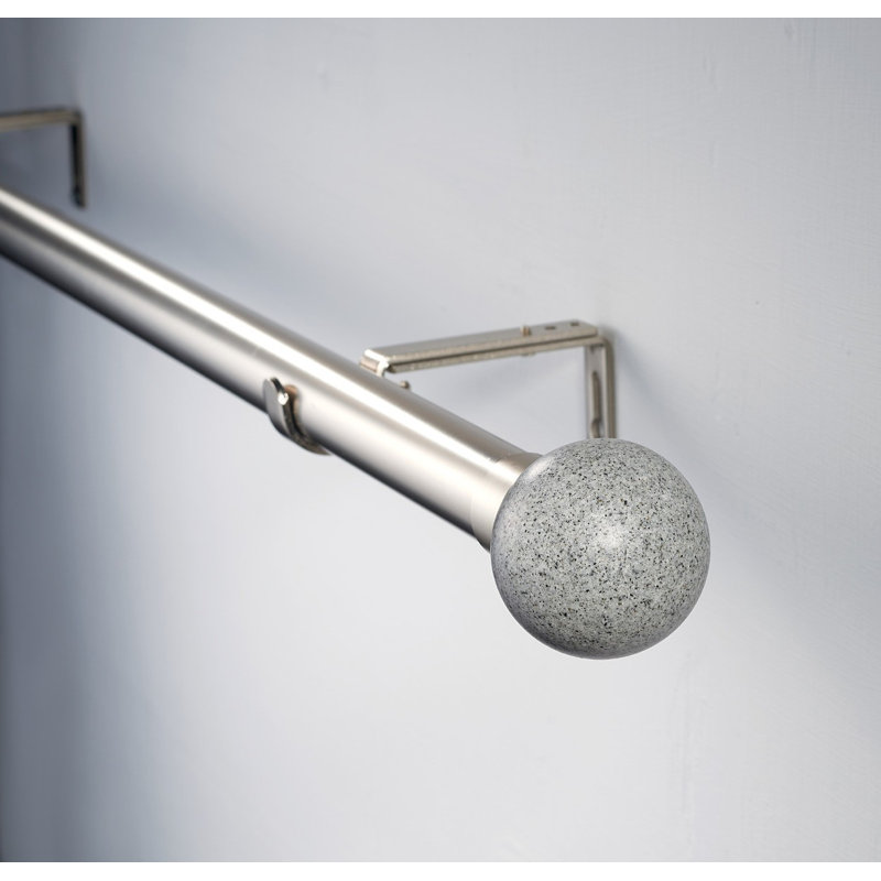 Ensemble de tringle à rideaux simple Linen Avenue, pierre grise, nickel brossé, H 3,5 po x l 28 po x P 5 po