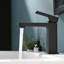 Robinet de salle de bain noir - Design géométrique, poignée, noir mat, monté sur le comptoir, évier moderne à cartouche simple, remplissage en céramique