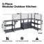 Ensemble d'îlot de cuisine 5 pièces en aluminium antirouille avec évier et armoires de terrasse modulaires