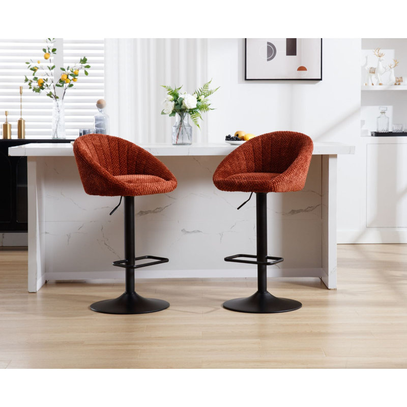 Thornbury Swivel Upholstered Adjustable Height Bar Stool, Reddish‑brown