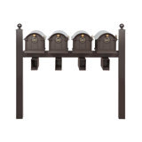 Balmoral Quad Mount Mailbox /w/ Ball Finials, Personalized Door Medallion, Newspaper Box (4 Mailboxes, Posts, 4 Newspaper Boxes, 4 Medallions)