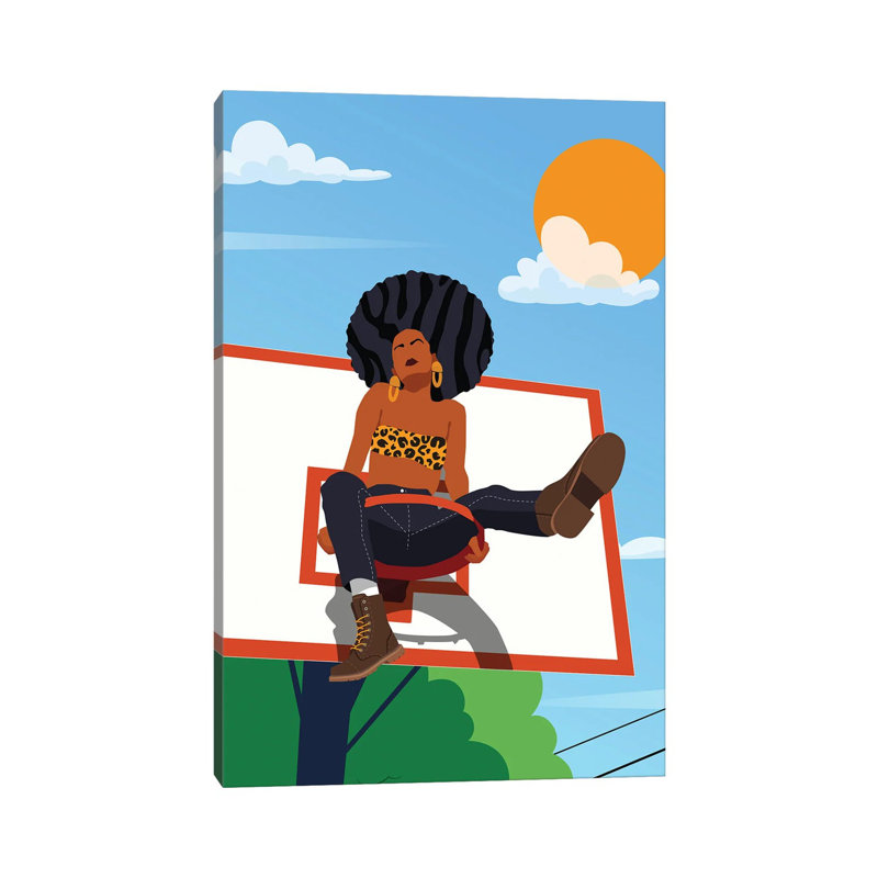 Afro And Hoops - Print on Canvas, Wrapped Canvas, 66.04 cm H x 45.72 cm W x 1.91 cm D