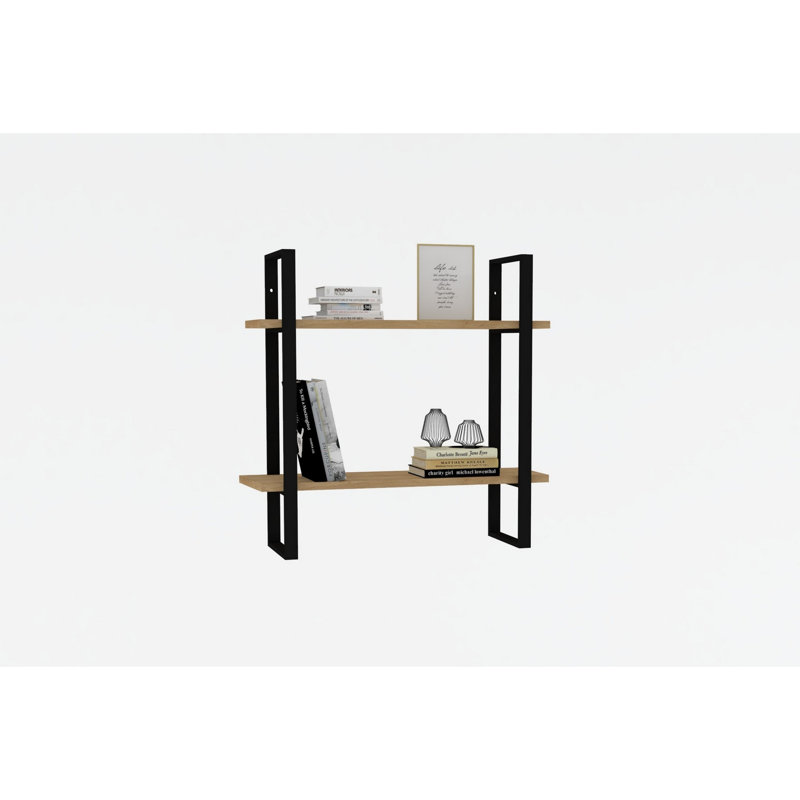 2 Piece Square Tiered Shelf, Sapphire Oak/Black