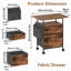 Classeur à 2 tiroirs, support d'imprimante à roulettes, table de chevet mobile avec plateau extensible, compatible avec les dossiers format lettre, idéal pour le bureau à domicile, la chambre et le salon, lot de 1 (brun rustique)