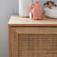 Scandi-style wood and cane rattan storage cabinet-706977272