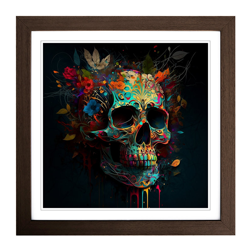 Sugar Skull - Framed Print, Walnut