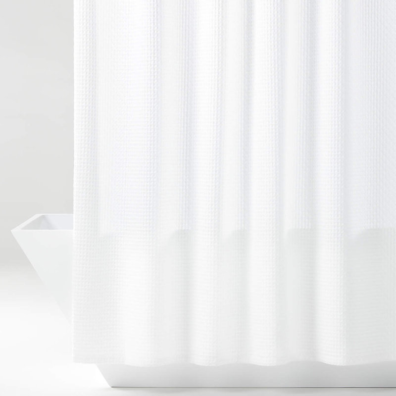 70 po x 72 po - Rideau de douche luxueux en tissu texturé blanc Glam, Blanc