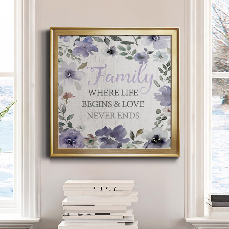 «Lavender Family», art textuel sur toile, Toile dorée, H 34,5 po x l 34,5 po x P 1,5 po
