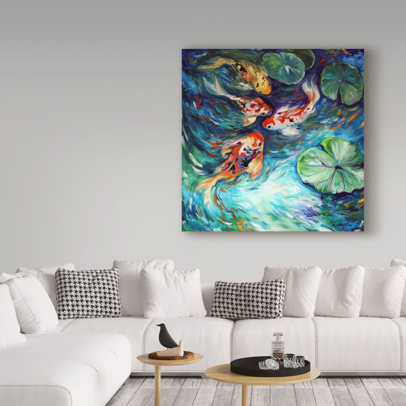 Duniya «Dancing Colors Koi», reproduction de peinture acrylique sur toile tendue, H 24 po x l 24 po x P 2 po
