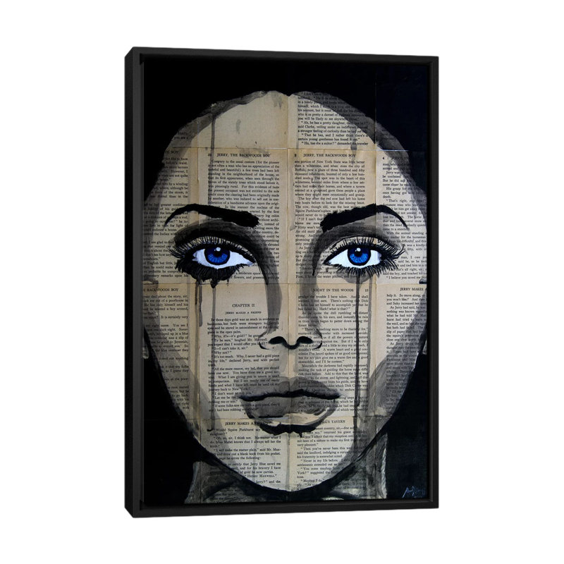 «Eyes», impression sur toile tendue, H 26 po x l 18 po x P 1,5 po, Toile avec cadre noir, Pas de tapis