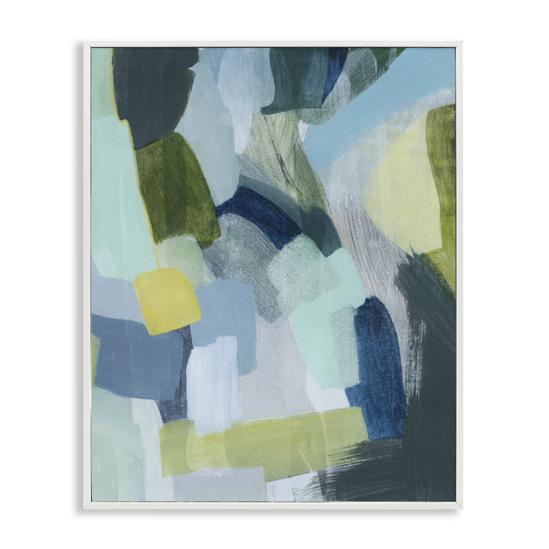 «Layered Green Paint Strokes», art de la giclée encadrée par Grace Popp, H 20 po x l 16 po