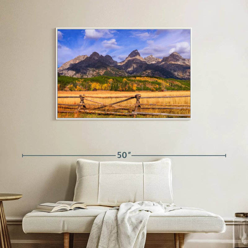 Paysage de Grand Teton, Cadre flottant blanc, 40 po x 27 po