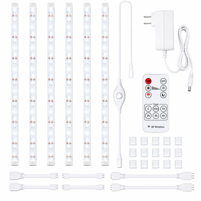 6-Pieces 20" LED Strip Lights with Remote Control Cuttable for Cabinet Mirror