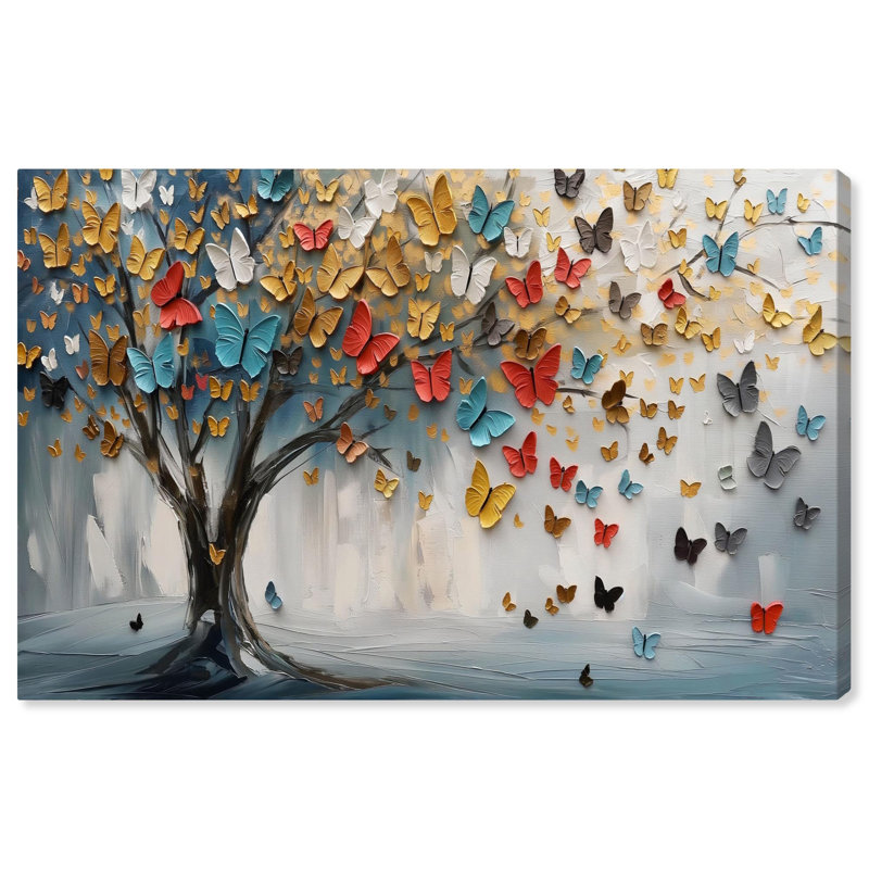 Tree of Fluttering Colors Gallery Wrapped Canvas Art, 15" x 10"