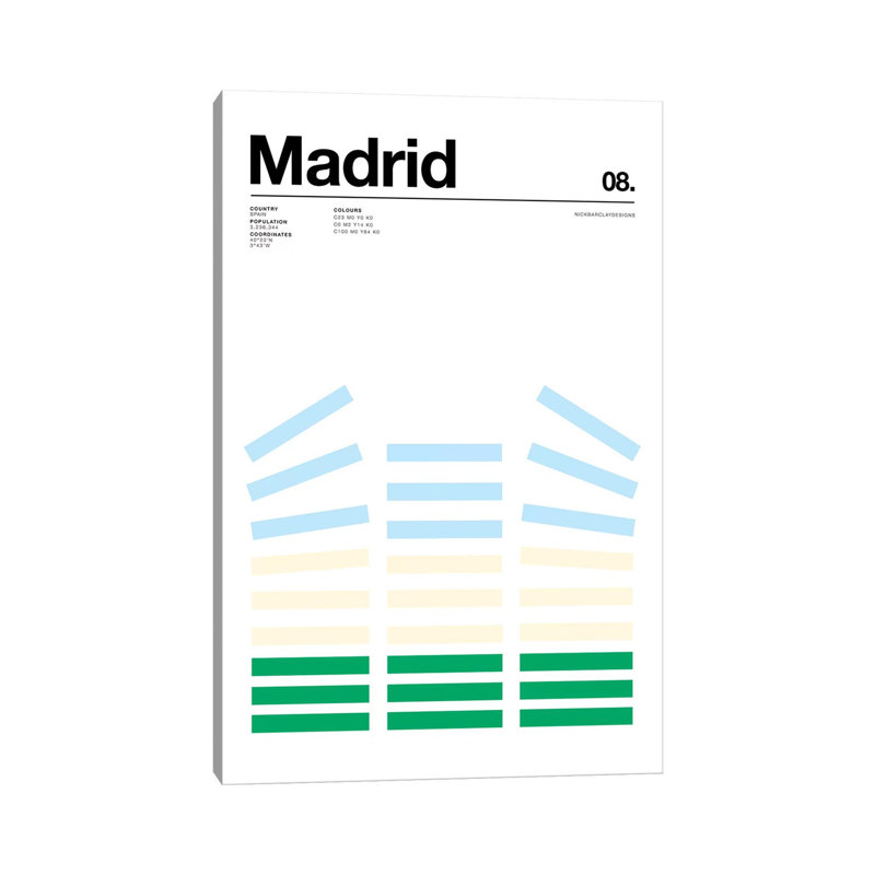 Madrid 1 Piece Wall Art on Canvas, 30.48 cm H x 45.72 cm W, Wrapped Canvas