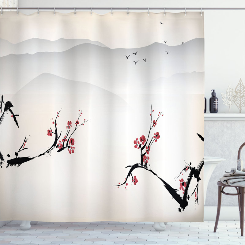 Shower Curtain with Hooks Included, 70" H x 69" W