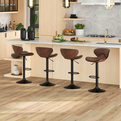 Costway Swivel Upholstered Adjustable Height Counter Stool with Metal Frame