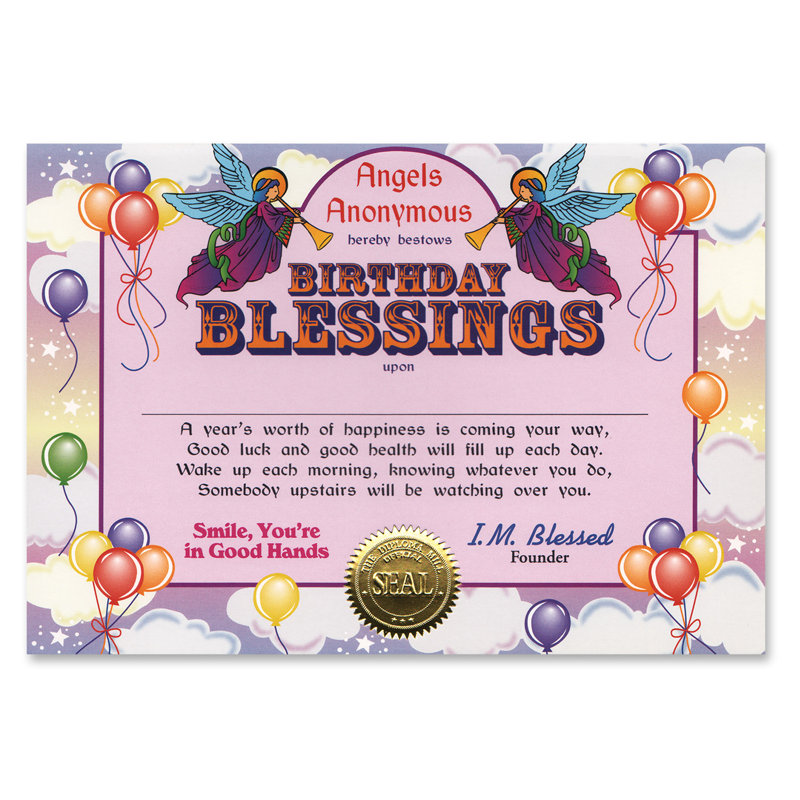 Birthday Blessings Certificate
