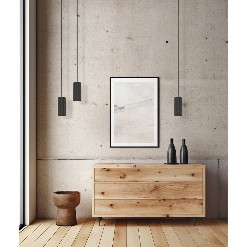 Luminaire suspendu cylindrique à 1 lumière, Noir mat, H 10,5 po x l 4,75 po x P 4,75 po
