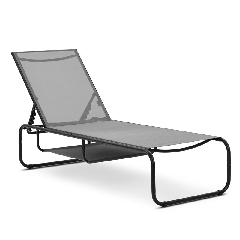 Chaise longue d'extérieur en polyrésine, Gris