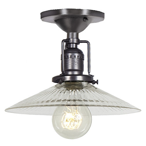 Shumway Glass Semi Flush Mount, Gun Metal, Antique Mercury