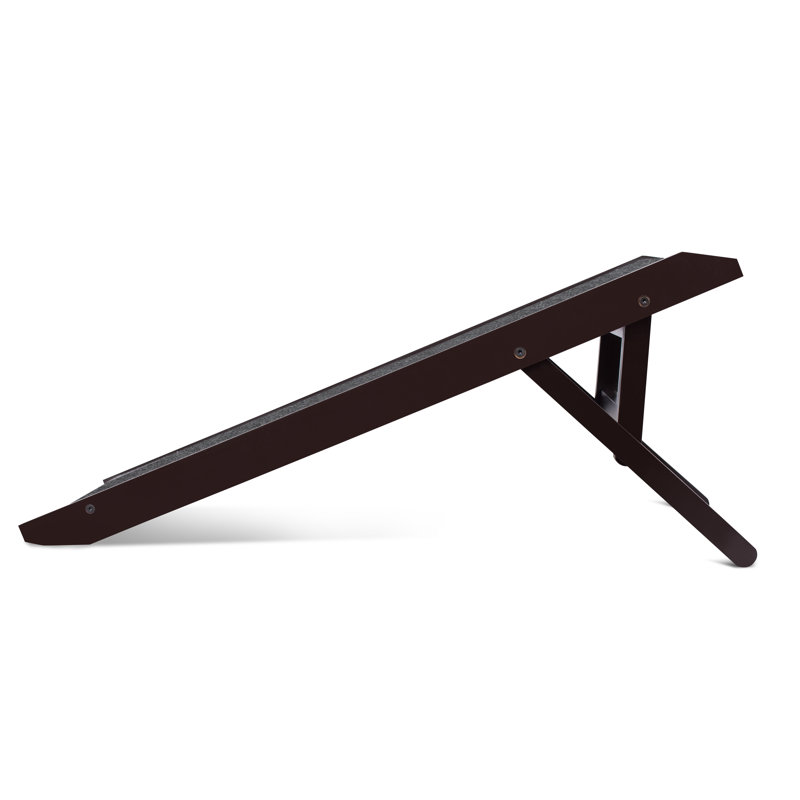 Espresso Adjustable Wooden Pet Ramp with Grip Carpet