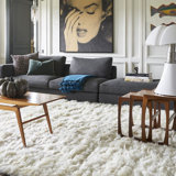 Turbulences Wool Area Rug in Ecru