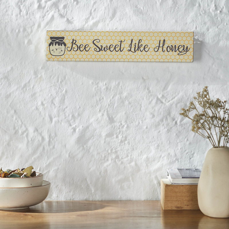 Panneau mural en bois aggloméré Buzzy Bees Bee Sweet Like Honey 3 x 14 x 0,75