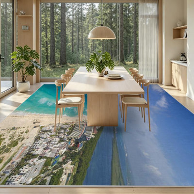 Tapis d'intérieur transparent Santa Pier avec California Beach lavable à la machine