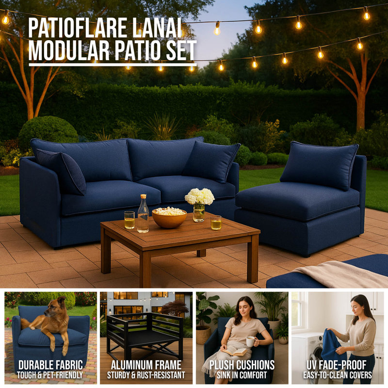 Fauteuil club Patioflare Lanai, Bleu