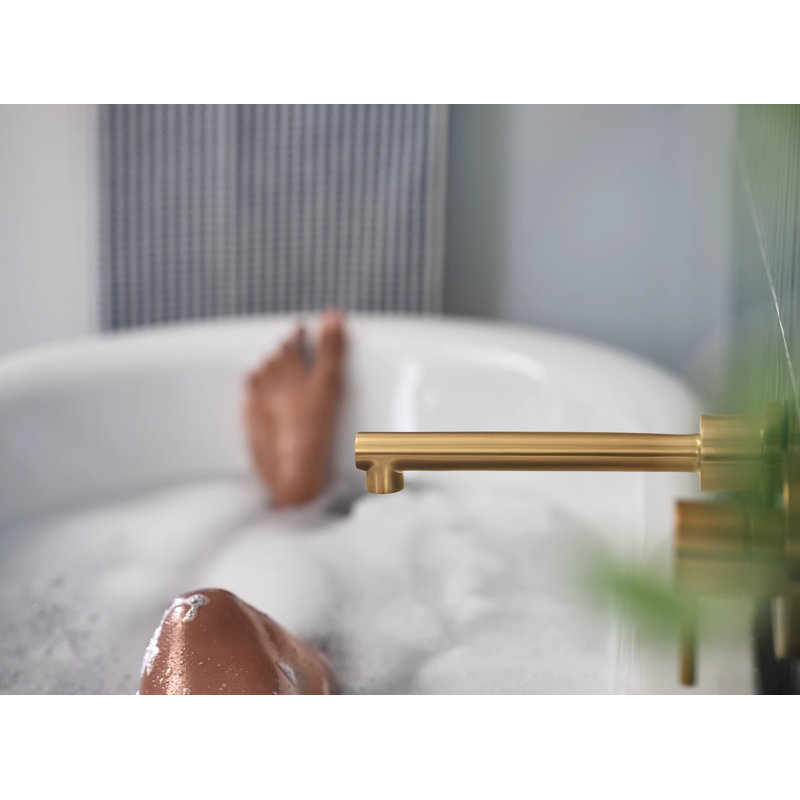 Robinet de baignoire mural à haut débit avec douchette 10 po Align, Or brossé