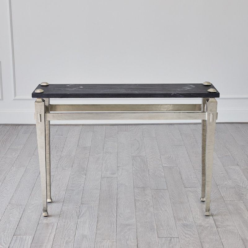 Console romaine, Plateau noir / base plaquée nickel