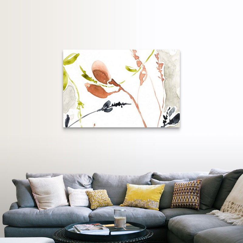 «Coral and Navy I» par Jennifer Goldberger, reproduction sur toile, H 32 po x l 48 po x P 1,25 po, Toile tendue