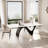 Modern Rectangular Dining Table, Glossy White Kitchen Table with Sintered Stone Table-top, N-Shaped Steel Legs-618410736