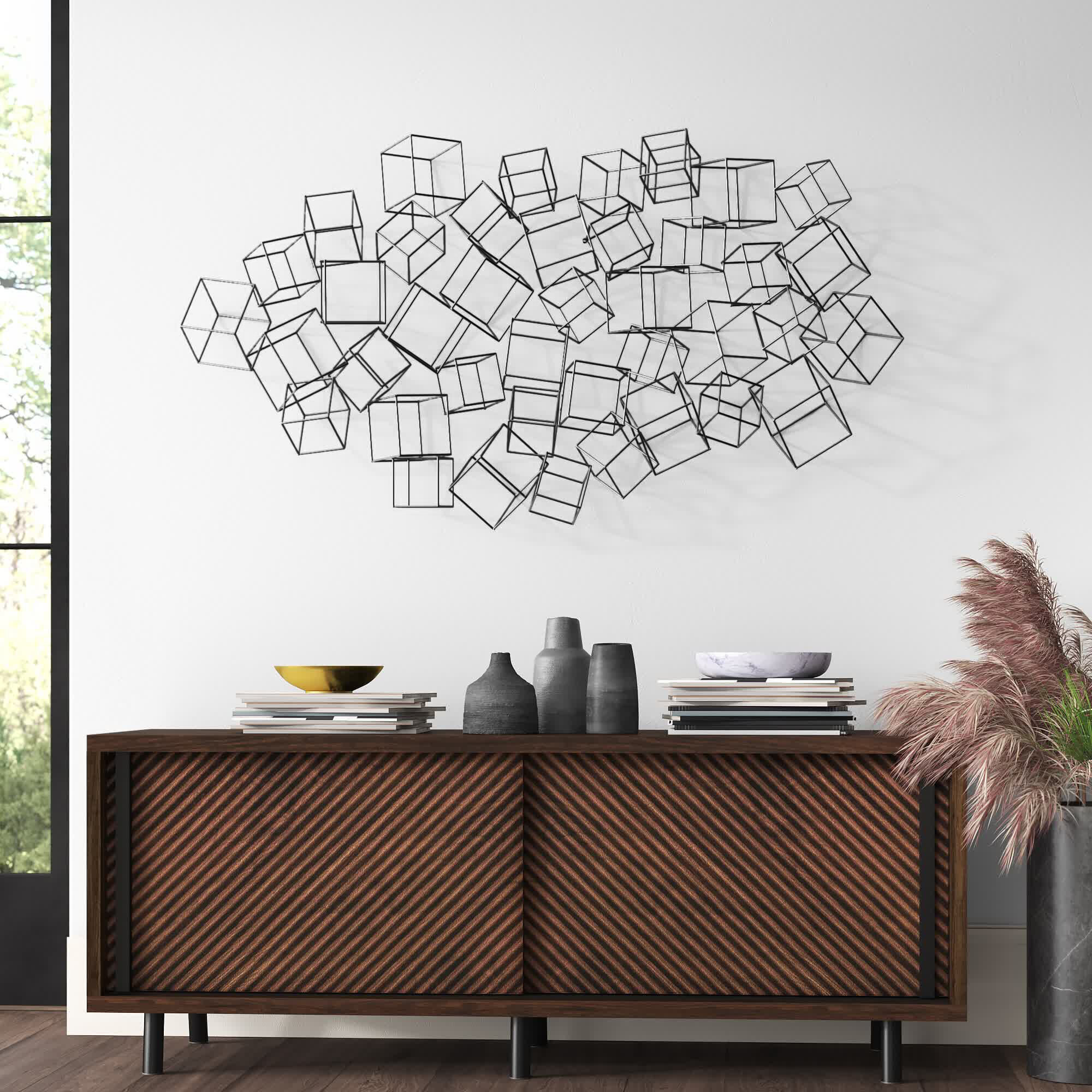 White Contemporary Home Decor - Living Room Geometric Wall Art - Moduuli  White Small Square — King Kong design & art
