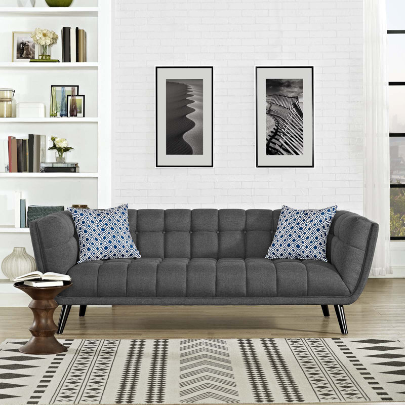 Carson Carrington Karhula Upholstered Sofa, Gray Performance Velvet