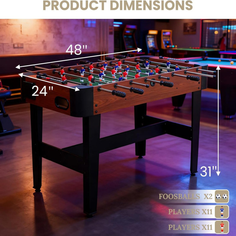 Table de soccer sur table 4 pi, table de jeu de soccer compacte pour enfants et adultes, table de jeu d'intérieur pour la famille