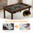 63" 2-in-1  Board Game Table & Dining Table for 6 Players, Convertible Dining Table with Removable Top, Poker /Casino Tables with Felt Play Mat & Rotating Cup Holders, Rustic Brown