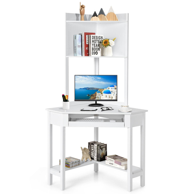 Machteld Corner Solid Wood Base Computer Desk