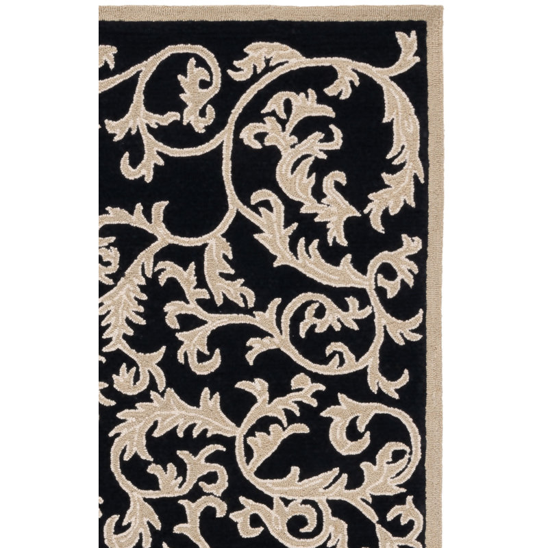 Hand Hooked Wool Floral Rug, Rectangle 1'8" x 2'6"