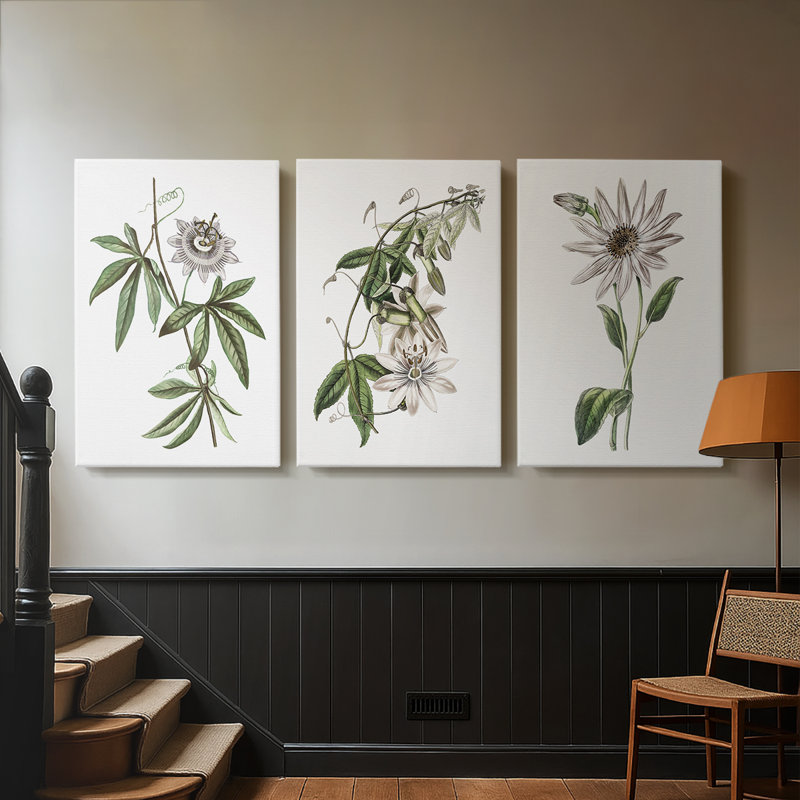 Tropical Botanical I - Toile tendue avec châssis sur mesure - 3 pièces, H 12 po x l 24 po