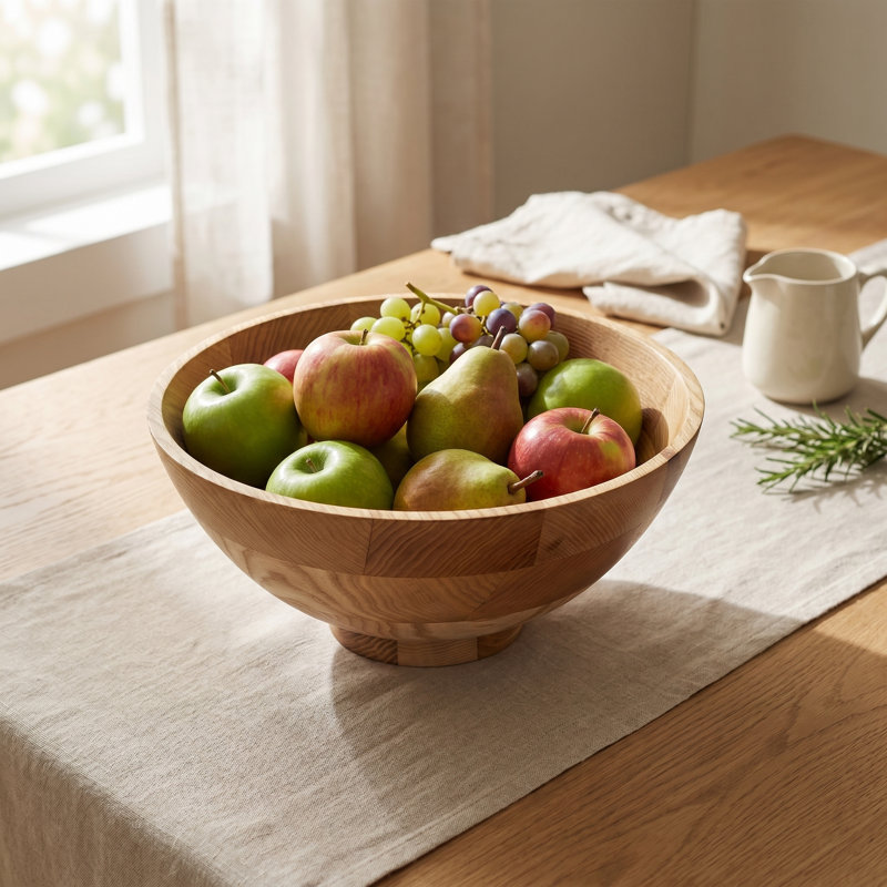 Hand‑Turned Ash Wood Serving Bowl