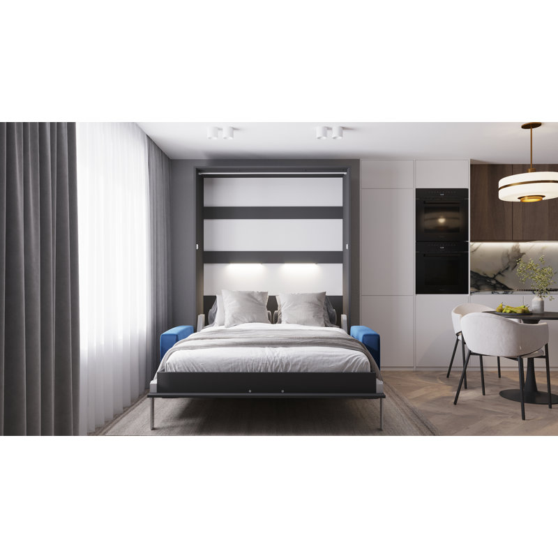 Neidelin Upholstered Bed, Grey/Navy
